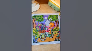 Available on Amazon 🛒A bunny and kitten ride through a spring forest🍃#coloringbook #coloring