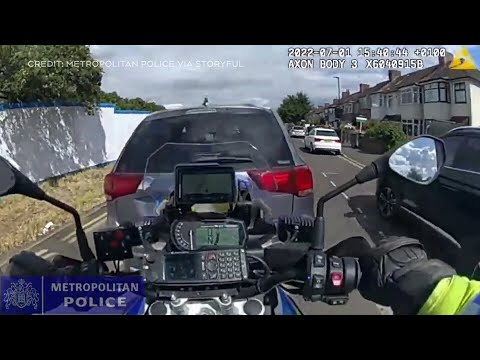 WATCH: Man arrested after ramming his car into police officer during traffic stop in United Kingdom