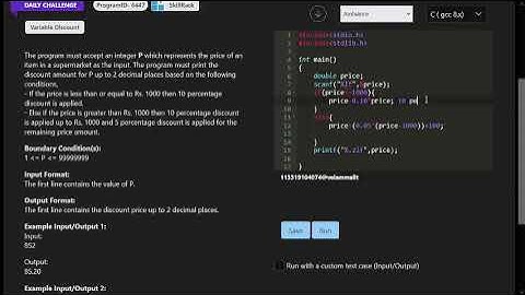 Skillrack Daily Challenge-Variable Discount-(Program Id-6447)-24/03/2023..#skillrack #challengecode