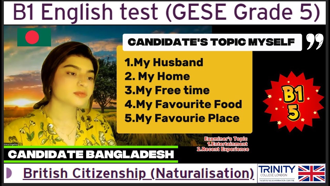 B1 English Test (GESE Grade 5) | SELT British Citizenship| Trinity College London ILR UK