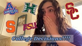 COLLEGE DECISIONS REACTIONS 2019!! | USC, Syracuse, American, and more!!