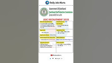 JSSC Recruitment 2025 | New Vacancy 2025 | Daily Job Alerts #shorts