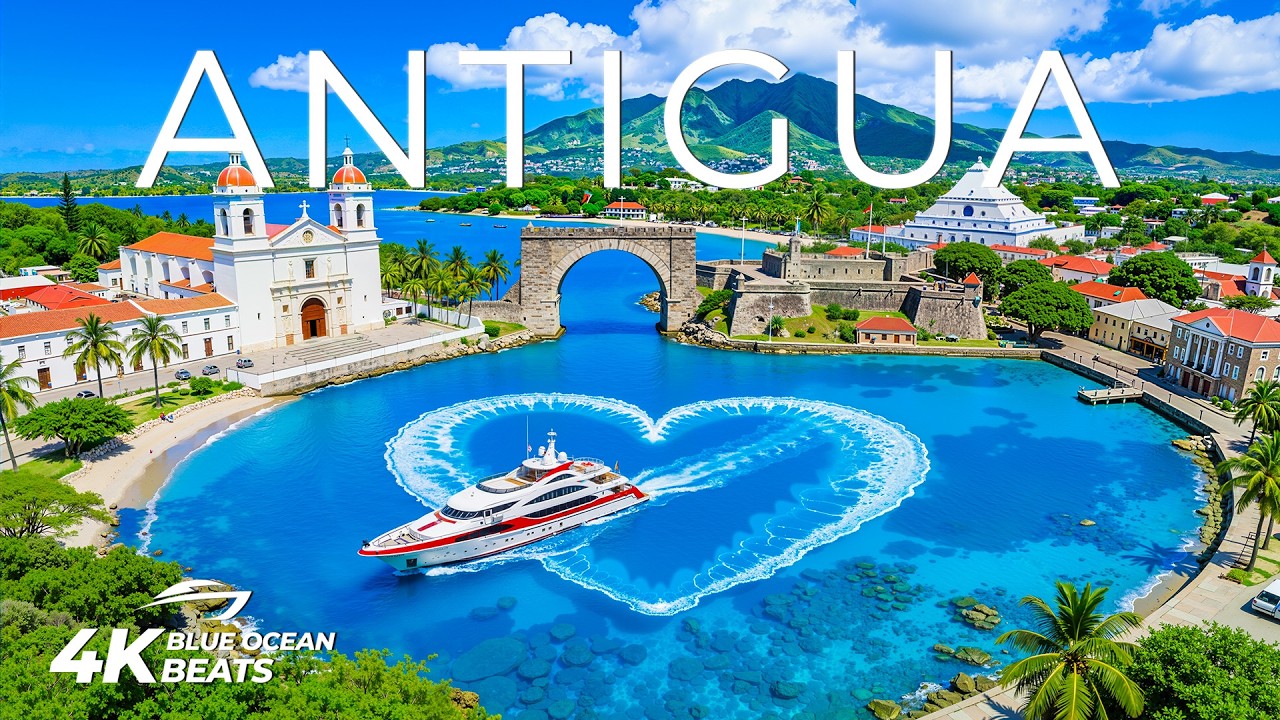 アンティグア 4K | ディープハウスのバイブスが奏でる白い砂浜と鮮やかなサンゴ礁