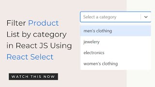Filter Product List by Category using React Select Library in React Js