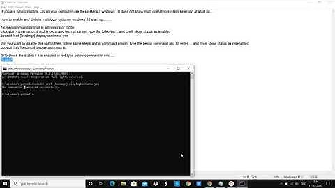 How To Enable/Disable Multi Os Boot Option In Windows10? | 2020