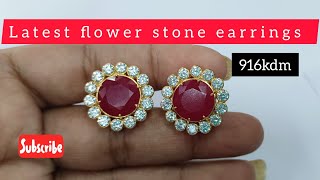 latest flower stone earrings designs with weight and price // new model earrings // 22crt gold