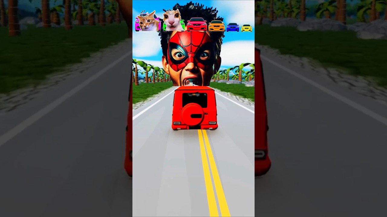 Big and small Cars vs Spiderman Mask Barrier | BeamNG.drive