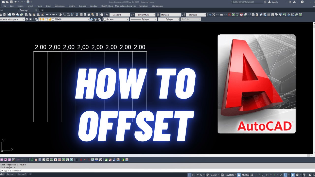 Offset In Cad How To Offset In Autocad Map3D | AutoCad Tutorial - YouTube
