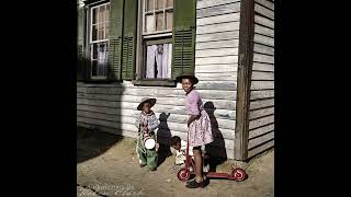 Colorized Photo of Children Playing with Christmas Gifts, Charleston, SC, 1938