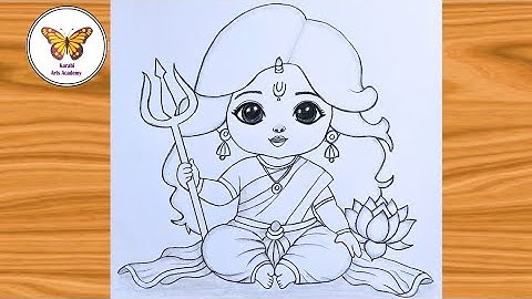 Cute durga maa drawing| devi durga with trishul| chitra