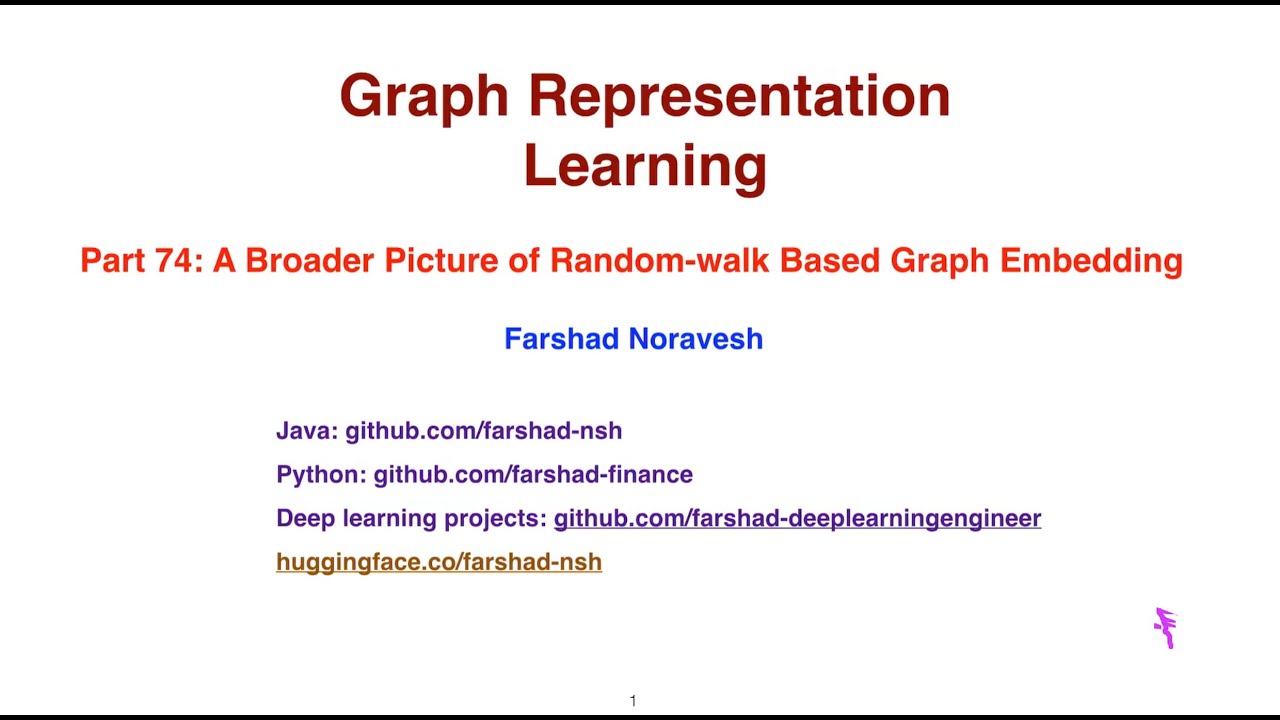 Part 74: a broader picture of random walk based graph embedding - YouTube