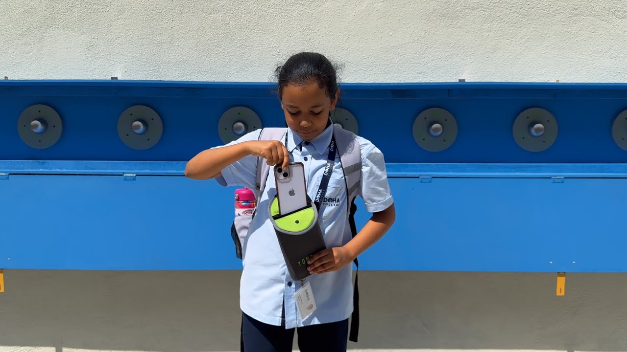Phone pouch usage at Doha College