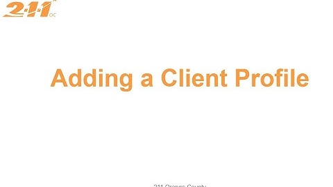 Adding a Client Profile
