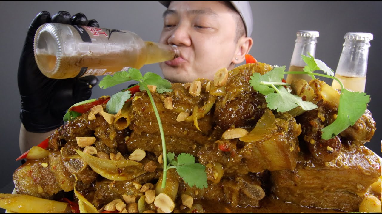 Pork Belly Braised Lemongrass Chilli ASMR Mukbang | Eat and Drink Mukbang | Yen An Uong