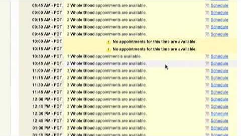 video tutorial:  make an appointment at a donor center