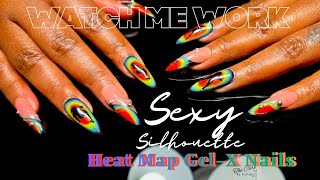 Watch Me Work|Sexy Silhouette Heat Map Gel-X Nails|Transfer Nail Stickers