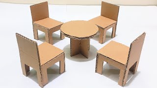 How to Make a Small Chair and Table with Cardboard|cardboard chair and tablecardboardcrafts