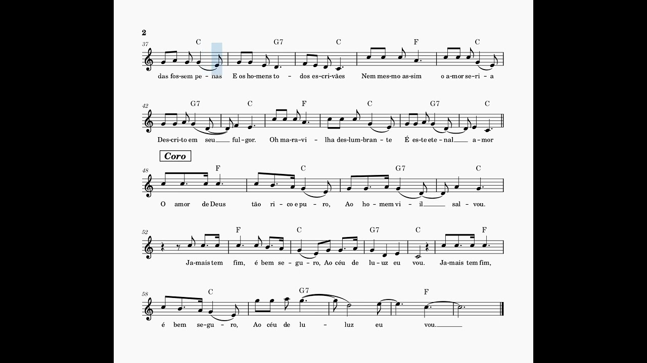 O Amor de Deus - Feliciano Amaral - Partitura melódica com cifras