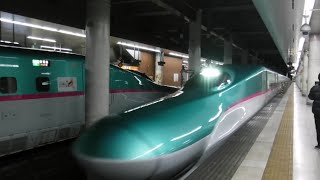 上野駅　新幹線E5系+E3系 はやて338号　到着～発車