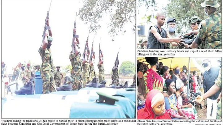 Twelve military officers killed by bandits in Benue laid to rest