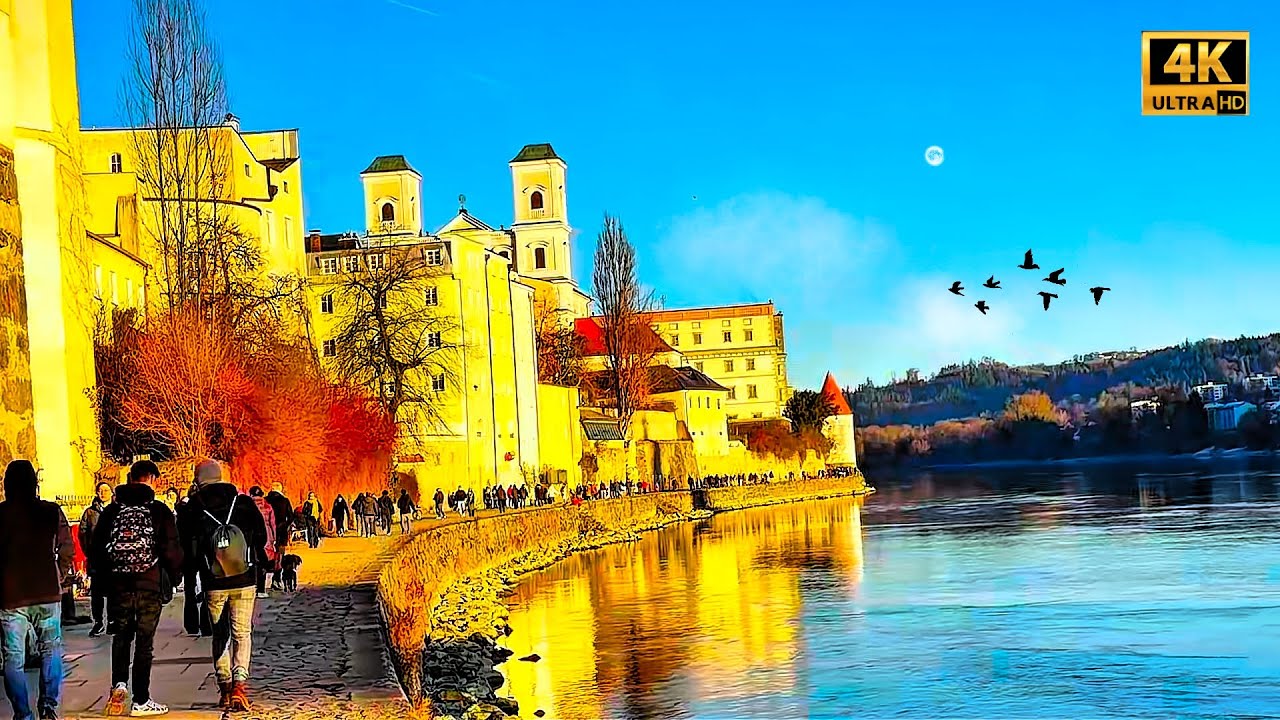 Passau，Stroll through festive streets, immersing yourself in the joyous holiday atmosphere 4K
