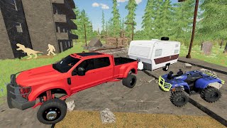 Campers find Bigfoot and abandoned city | Farming Simulator 22