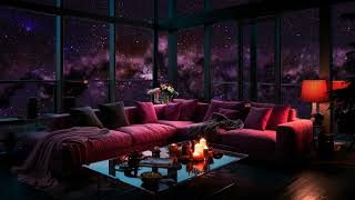 Celestial Lounge | Relaxing Chill Room with Soothing Space Sounds for Sleep or Focus | 4K | 10 hours