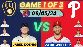 Philadelphia Phillies vs. Milwaukee Brewers LIVE PLAY-BY-PLAY (06-03-24) #phillies #brewers #mlb