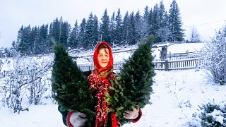 Як Гуцули плетуть ялинки Високо в горах Карпатах на Новий Рік / Сільський заробіток