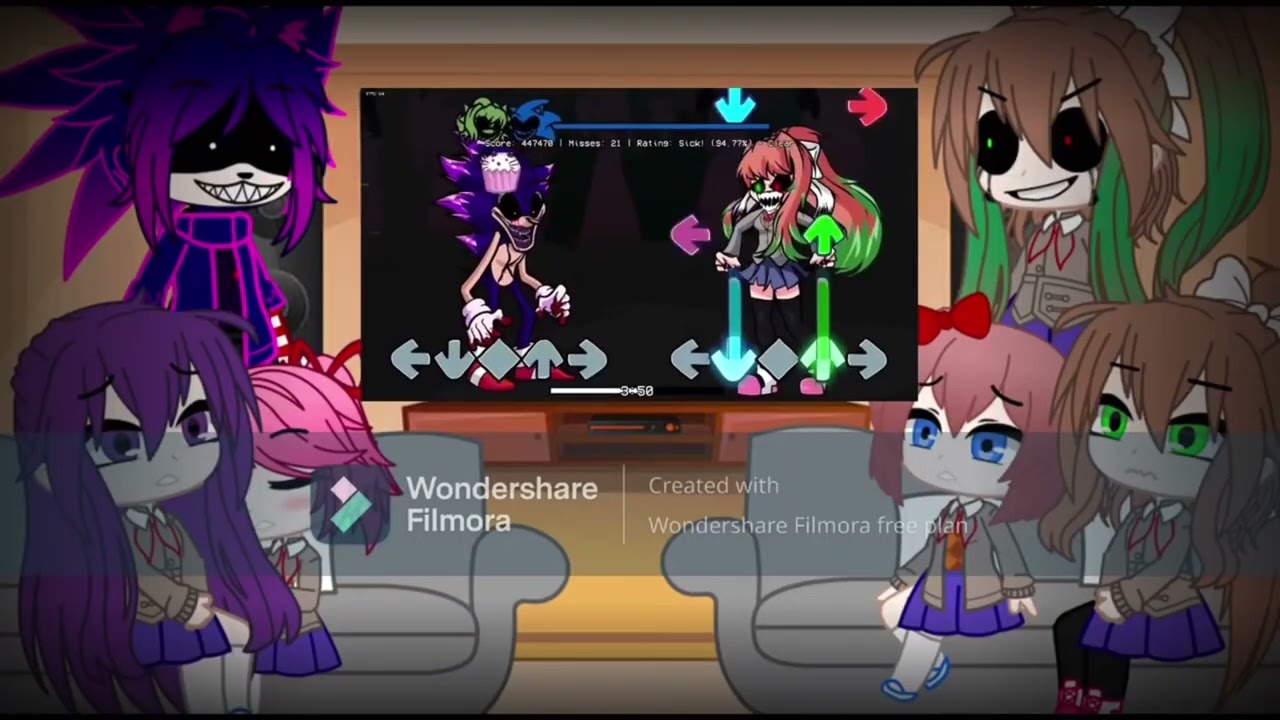 Ddlc react to sonic.exe vs Monika.exe gacha life reaction