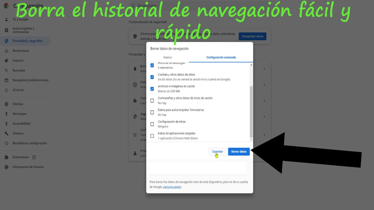 Borrar el historial de navegación en Google Chrome | Ver y eliminar el ...