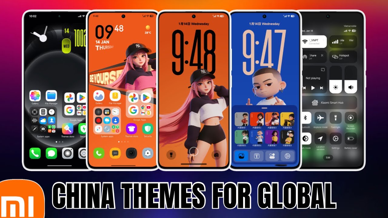 Китайские темы оформления для глобальных устройств. Поддержка центра управления HyperOS 3.