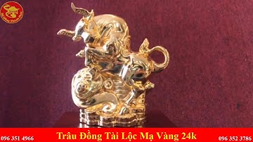 { Linh Vật Phong Thủy Bằng Đồng } Trâu Tài Lộc Mạ Vàng 24k - Linh Vật Cho Người Tuổi Sửu - Ý Nghĩa