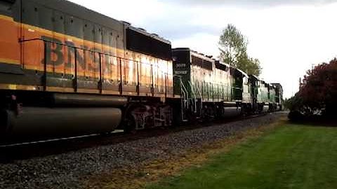 4-21-13 BNSF Sumas Turn Passing Steam Locomotive at Sedro-Woolley, WA