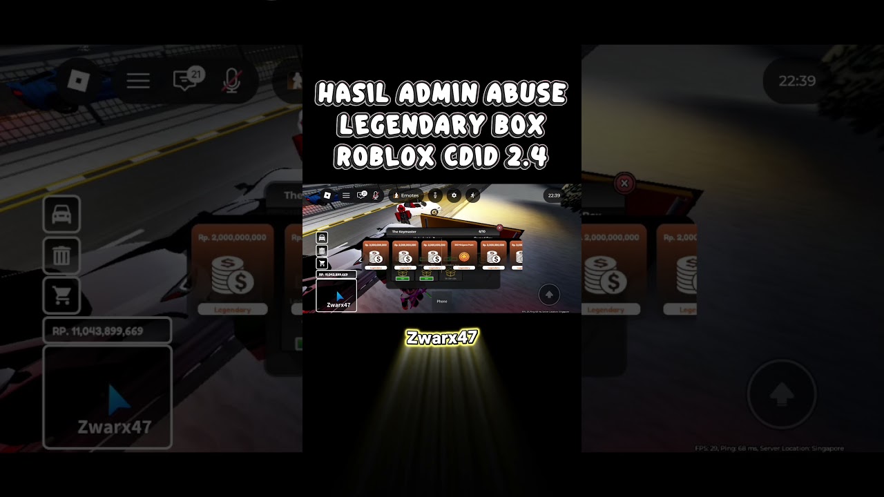 HASIL ADMIN ABUSE LEGENDARY BOX ROBLOX CDID 2.4 #shorts