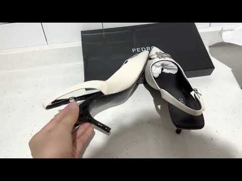 PEDRO shoes Icon Leather Pointed Slingback Pumps White Color 89.90$ Singapore