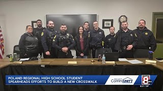 A Poland, Maine high schooler is raising money for her school to get a new crosswalk