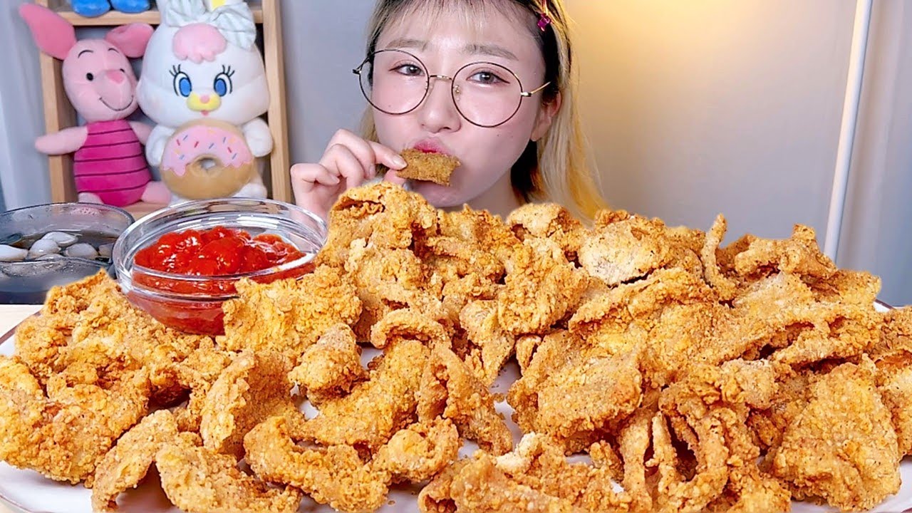 닭껍질튀김🐔 쌓아두고 먹기 kfc 디저트 먹방 Dessert Mukbang | fried chicken skin | 鶏皮揚げ