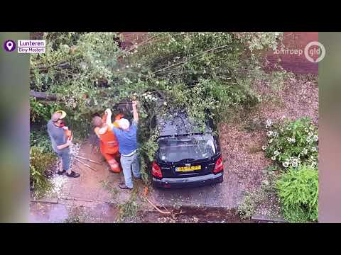 Noodweer trekt over Gelderland, camping en straten blank