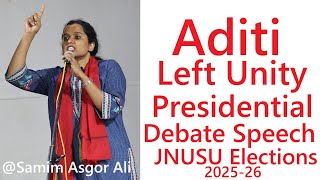 Aditi Mishra Left Unity Presidential Debate Speech Jnusu Elections 2025-26