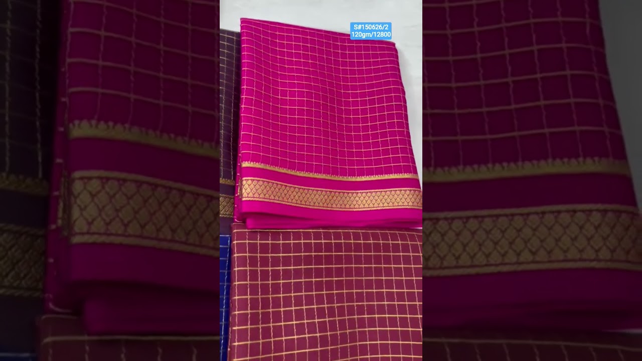 Mysore Pure self micro checks patterns Silk sarees-26/silk mark/120gm/12800 #9148881693 S#150626/2