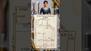 ✂️38 Size Princess Cut Blouse Drafting Easy Method #shorts #shortsfeed #youtubeshorts