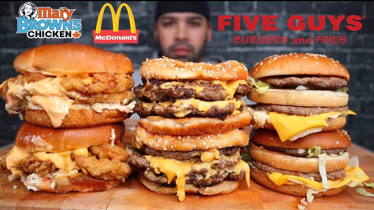 ASMR MCDONALD'S, FIVE GUYS, AND MARY BROWNS MUKBANG