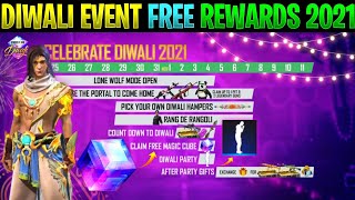 DIWALI EVENT FREE REWARDS 2021 | FREEFIRE DIWALI EVENT CALENDAR 2021 FULL DETAILS | FF NEW EVENT |