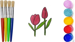 Bolalar uchun lola chizish | Drawing tulip for children | Рисование тюльпан для детей