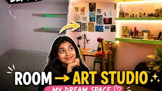 From Messy Room to Dream Art Studio 🥹✨ | Small Room Makeover#RoomMakeover #ArtStudio #BeforeAfter 