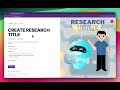 AppGen - CREATE RESEARCH TITLE