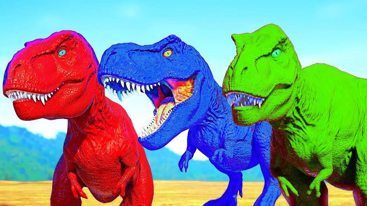 ALL Superhero TRex Color Team vs Herbivore Dinosaurs Unleashed