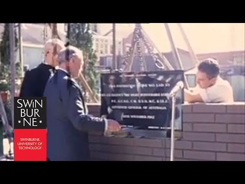 The new McPherson Engineering School Foundation Stone Ceremony. The foundation stone was laid by His Excellency the Right Honourable Lord Casey, Governor-General of Australia, 24th November 1967. Also present on the day was John Gorton, then Federal Minister for Education and Science. Footage also includes building construction work taking place. Please note that this video has no sound.