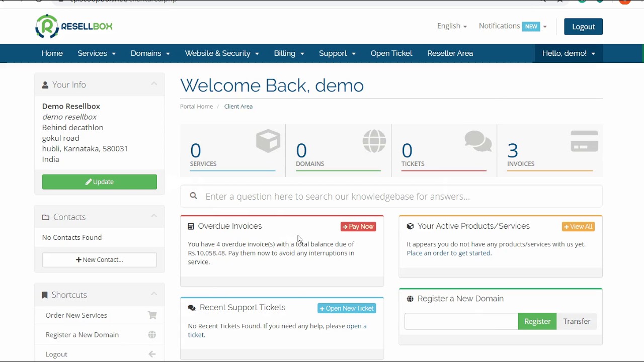 ResellBox - Login to the client area